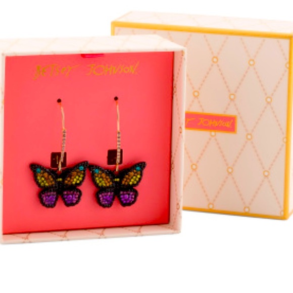 New Betsey Johnson Butterfly Dangle Earrings - Picture 3 of 10